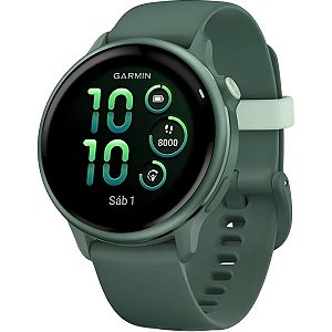 Relógio Garmin VivoActive 6 Preto com Pulseira Verde (Jasper Green) +GPS+Glonass 010-02985-02