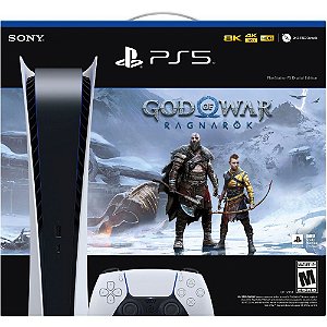 Console Sony Playstation 5 825Gb Versão Digital CFI-1215B 8K Bivolt Branco + Jogo God Of War Ragnarok