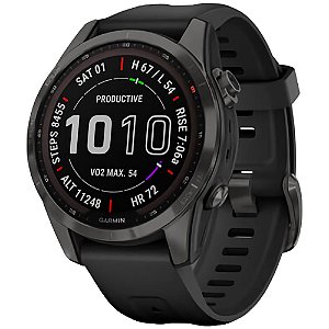 Relógio Multi Esportivo Garmin Fenix 7S Safira Solar com pulseira 42mm Cinza com tela Touch