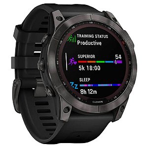 Relógio Multi Esportivo Garmin Fenix 7X Solar em Safira com pulseira grafite 51mm + Monitor Cardíaco + Pagamentos com tela Touch - Lançamento GPS Aurora Shop