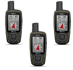 KIT 3 aparelhos GPS Garmin Gpsmap 65S com Altimetro Barométrico Anatel + pacotes TopoActive: America do Norte e Sul 16GB NMEA 0183 - preferencial para empresas