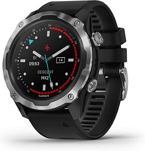 Relógio Garmin Descent Mk2 de mergulho com pulseira preta - treinamento Multi Esportivo com recursos inteligentes em aço inoxidável