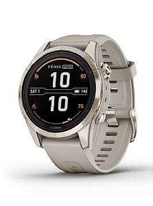 Relógio Multi Esportivo Garmin Fenix 7S Pro Safira Solar com pulseira 42mm Rosa com Dourado Soft com tela Touch - 010-02776-17