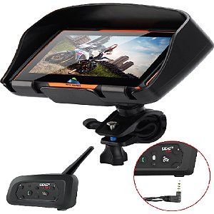 GPS para Motocicletas de 4,3" IPX7 256MB RAM com 8GB + iGO MotorCycle Brasil 2024 + Intercomunicador Bluetooth