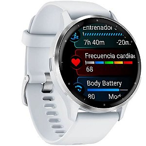 Relógio Garmin VENU 3 Branco (Prata) Tela super Brilhante com Monitor Cardíaco+GPS Glonass e Oximetro + Altimetro Barometrico com Garmin Pay - 010-02784-00