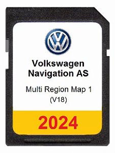 Cartão do Mapas para Multimídias VW MIB2: Golf/T-cross/Tiguan e Passat - (Mult Region Map 1-V18/2024)