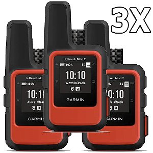 Kit 3X GPS Garmin inReach Mini 2 Laranja Comunicação por Satélites GPS com Rastreador
