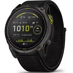 Garmin Enduro 3 Solar 51mm com pulseira em Velcro de Nylon Carbono e Coroa em Titânio Grafite contém Lanterna Led - Lançamento