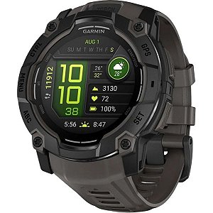 Relógio Garmin Instinct 3 Amoled Black Charcoal 50mm com Glonass GPS e Garmin Pay REF 010-03020-00