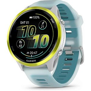 Relógio Garmin Forerunner 570 Amarelo com Pulseira Turquesa 47mm Vidro 3DX com 13 Sensores+32GB+Wifi RF 010-02971-01 (Lançamento)