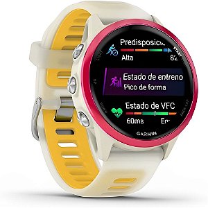 Relogio Garmin Forerunner 570 42mm AMOLED - Branco com Pulseira Amarela 14 Sensores Wifi + Detector de Luzes Varia e Tracback(010-02970-02)
