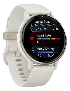 Relógio Garmin VivoActive 5 Branco e Coroa Dourada com Pulseira Gelo +GPS+Glonass 010-02862-11