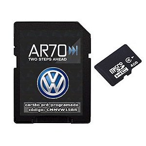 Cartão para Multimídia AR70 com Mapa 2023 para VW Fox, Jetta, Tiguan, Amarok, Passat e Novo Fusca