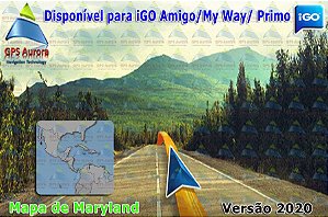 Atualização iGO para GPS ou Cartão - Mapa de Maryland 2022 + POIS