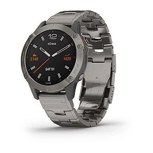 Relógio Multi Esportivo Garmin Fenix 6 Safira com Pulseira em Titânio Ventilado + Wifi+Monitor Cardíaco e Pagamentos