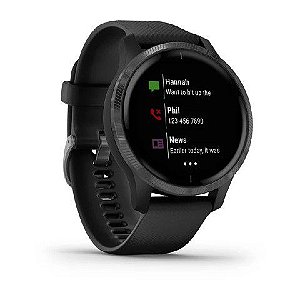 Relógio Garmin VENU Preto com cinza ardósia e Monitor Cardíaco+GPS Glonass e Oximetro + Altimetro Barometrico com Garmin Pay