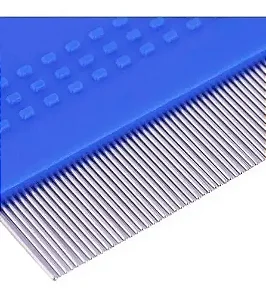 Pente Fino Anti Pulgas Azul Para Cães e Gatos Aço Inoxidável