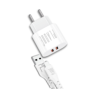Carregador Turbo 15W Plaquê PQ-320I Para Iphone 2-USB Com Cabo Turbo - Conexão Lightning
