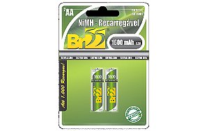 PILHA BR55 AA RECARREGAVEL 1600MAH 1,2V CT/2