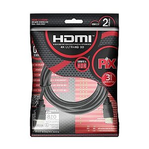 CABO HDMI PIX GOLD 2.0 4K 19P 2MTRS PRETO