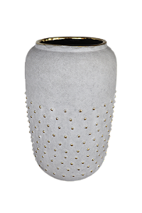 Vaso Em Ceramica Cinza e Dourado - Lucatti