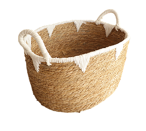 Cesto em Fibra Natural - Borda branca