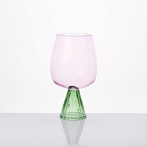 TAÇA ROSA E VERDE 630ML
