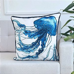 Almofada Náutica Impermeável Água-Viva Azul 45x45