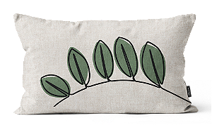 Almofada Folhas com Pompom 30x50 cm