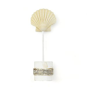 Enfeite Decorativo Pedestal Concha Bege 30 cm