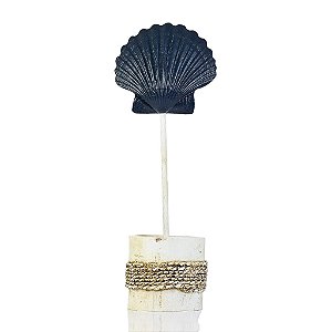 Enfeite Decorativo Pedestal Concha Azul Marinho 30 cm