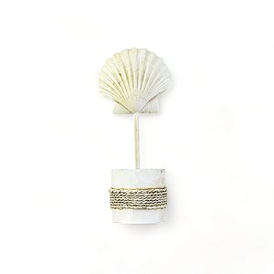 Enfeite Decorativo Pedestal Concha Branca 25 cm