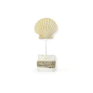 Enfeite Decorativo Pedestal Concha Bege 25 cm