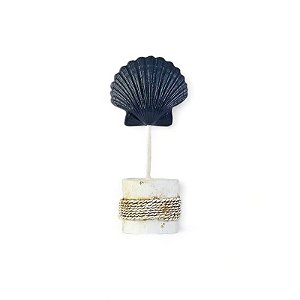 Enfeite Decorativo Pedestal Concha Azul Marinho 25 cm