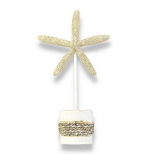 Enfeite Decorativo Pedestal Estrela Bege 30 cm
