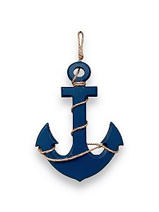 Enfeite Âncora Azul 30 cm com corda Decoração Náutica Praia