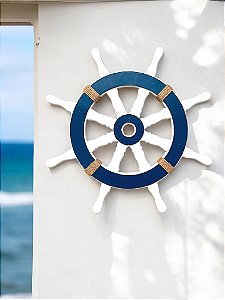 Enfeite Timão Branco e Azul 58 cm Decoração Náutica de Parede