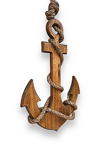 Enfeite Âncora Marrom 45 cm com corda Decoração Náutica Praia