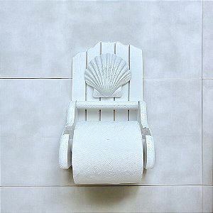 Porta Papel Higiênico Branco com Concha Decoração Náutica
