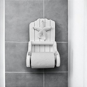 Porta Papel Higiênico Branco com Estrela Branca Marinho Decoração Náutica