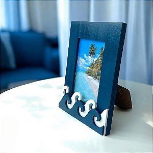 Porta Retrato Ondas Azul Escuro para Fotos 10x15 cm