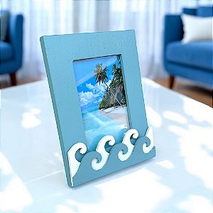 Porta Retrato Ondas Azul Claro para Fotos 10x15 cm