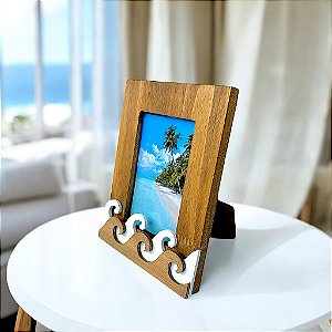 Porta Retrato Ondas Marrom para Fotos 10x15 cm