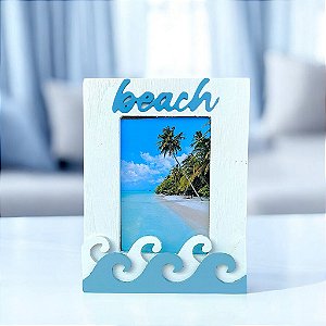 Porta Retrato Ondas Beach Branco para Fotos 10x15 cm