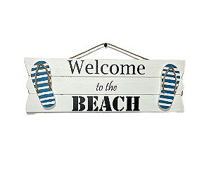 Placa Decorativa Náutica Welcome to the Beach Decoração Praiana
