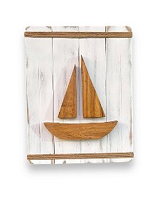 Quadro Náutico Veleiro em Madeira Decoração Náutica Praia