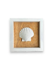 Quadro Concha Branca de Resina Decoração Náutica de Parede