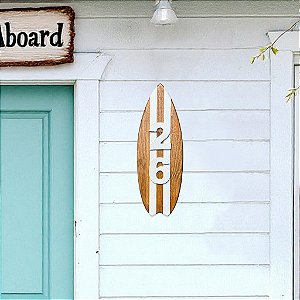Prancha Marrom com Número Residencial Personalizado - Número para Casa de Praia