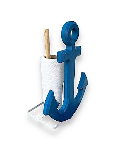 Porta Papel Toalha Âncora Azul Decoração Náutica de Mesa
