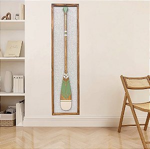 Quadro em Linho com Remo Verde e Branco em Madeira 140x35